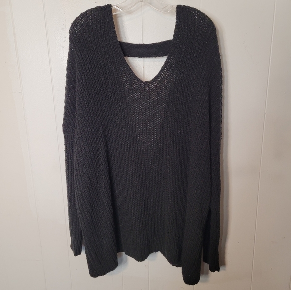 Rachel Hollis Ltd. Sweater Black V Neck Twist Back 2X Pullover Long Sleeve - Picture 2 of 11